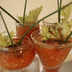 Chilled Gaspacho  (served in a shooter glass)